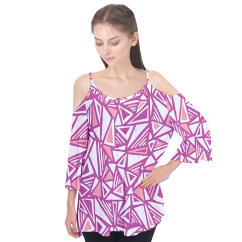 Conversational Triangles Pink White Flutter Tees by Mariart