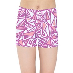 Conversational Triangles Pink White Kids Sports Shorts