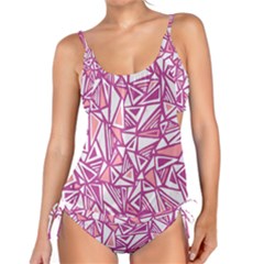 Conversational Triangles Pink White Tankini Set by Mariart