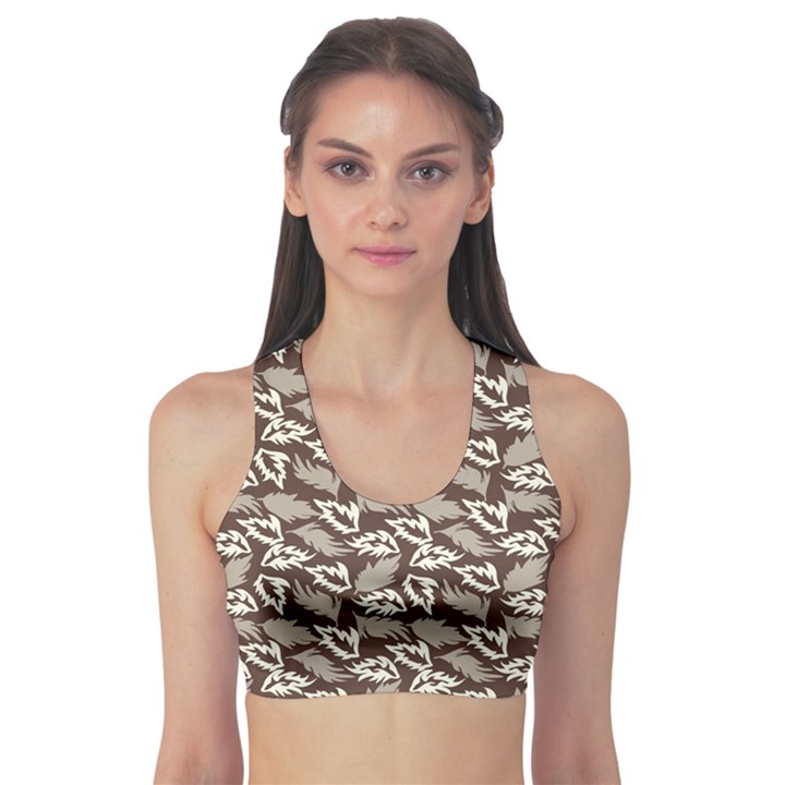 Dried Leaves Grey White Camuflage Summer Sports Bra