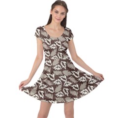 Dried Leaves Grey White Camuflage Summer Cap Sleeve Dress by Mariart