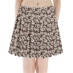 Dried Leaves Grey White Camuflage Summer Pleated Mini Skirt by Mariart