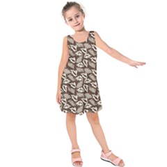 Dried Leaves Grey White Camuflage Summer Kids  Sleeveless Dress