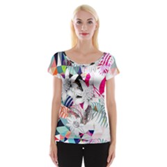 Flower Graphic Pattern Floral Cap Sleeve Tops by Mariart