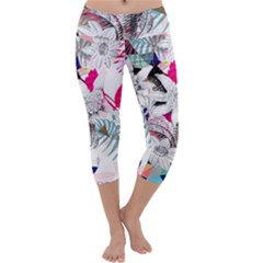 Flower Graphic Pattern Floral Capri Yoga Leggings