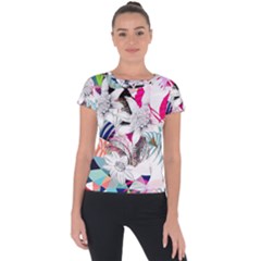 Flower Graphic Pattern Floral Short Sleeve Sports Top  by Mariart