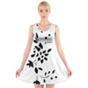 Flower Rose Black Sexy V-Neck Sleeveless Skater Dress View1