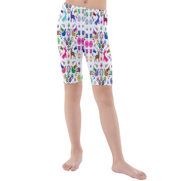 Birds Fish Flowers Floral Star Blue White Sexy Animals Beauty Rainbow Pink Purple Blue Green Orange Kids  Mid Length Swim Shorts