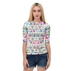 Birds Fish Flowers Floral Star Blue White Sexy Animals Beauty Rainbow Pink Purple Blue Green Orange Quarter Sleeve Raglan Tee