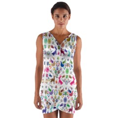 Birds Fish Flowers Floral Star Blue White Sexy Animals Beauty Rainbow Pink Purple Blue Green Orange Wrap Front Bodycon Dress by Mariart