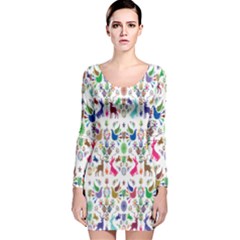 Birds Fish Flowers Floral Star Blue White Sexy Animals Beauty Rainbow Pink Purple Blue Green Orange Long Sleeve Velvet Bodycon Dress