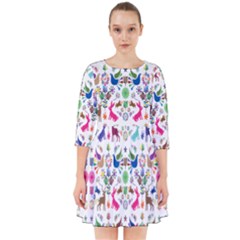 Birds Fish Flowers Floral Star Blue White Sexy Animals Beauty Rainbow Pink Purple Blue Green Orange Smock Dress by Mariart