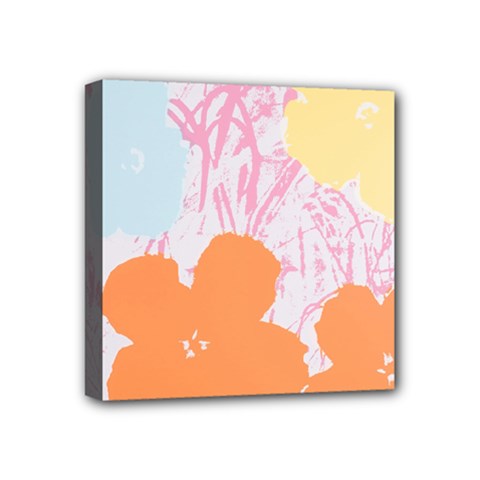 Flower Sunflower Floral Pink Orange Beauty Blue Yellow Mini Canvas 4  X 4 