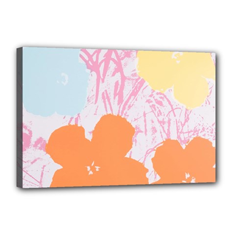 Flower Sunflower Floral Pink Orange Beauty Blue Yellow Canvas 18  X 12 