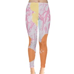 Flower Sunflower Floral Pink Orange Beauty Blue Yellow Leggings  by Mariart