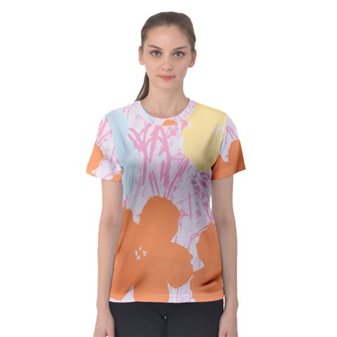 Flower Sunflower Floral Pink Orange Beauty Blue Yellow Women s Sport Mesh Tee by Mariart