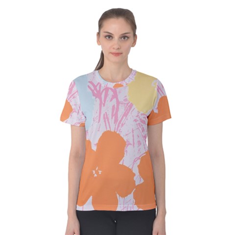 Flower Sunflower Floral Pink Orange Beauty Blue Yellow Women s Cotton Tee by Mariart