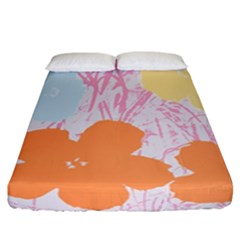 Flower Sunflower Floral Pink Orange Beauty Blue Yellow Fitted Sheet (california King Size)