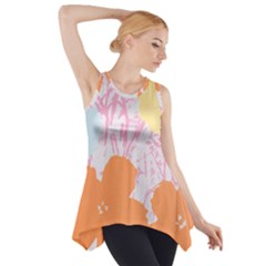 Flower Sunflower Floral Pink Orange Beauty Blue Yellow Side Drop Tank Tunic by Mariart