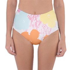 Flower Sunflower Floral Pink Orange Beauty Blue Yellow Reversible High-waist Bikini Bottoms by Mariart