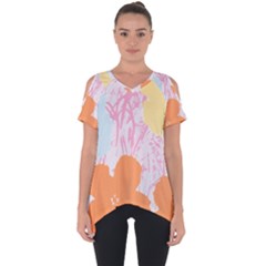 Flower Sunflower Floral Pink Orange Beauty Blue Yellow Cut Out Side Drop Tee by Mariart