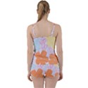 Flower Sunflower Floral Pink Orange Beauty Blue Yellow Tie Front Two Piece Tankini View2