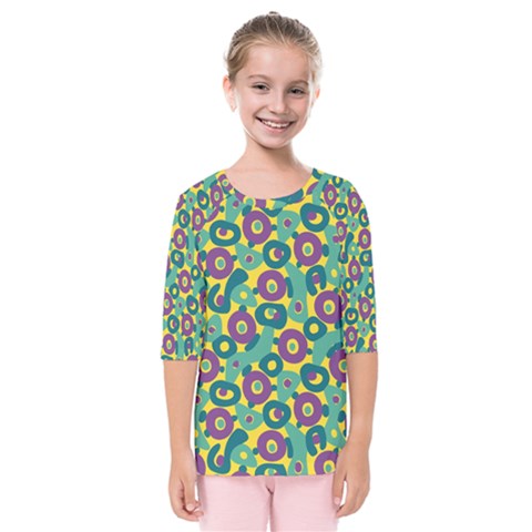 Discrete State Turing Pattern Polka Dots Green Purple Yellow Rainbow Sexy Beauty Kids  Quarter Sleeve Raglan Tee by Mariart