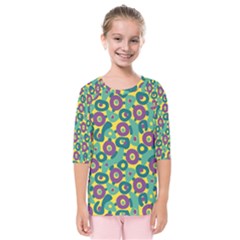 Discrete State Turing Pattern Polka Dots Green Purple Yellow Rainbow Sexy Beauty Kids  Quarter Sleeve Raglan Tee