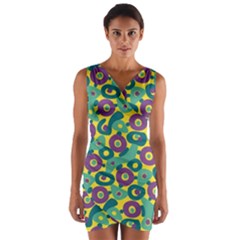 Discrete State Turing Pattern Polka Dots Green Purple Yellow Rainbow Sexy Beauty Wrap Front Bodycon Dress by Mariart