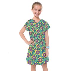 Discrete State Turing Pattern Polka Dots Green Purple Yellow Rainbow Sexy Beauty Kids  Drop Waist Dress by Mariart