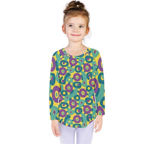 Discrete State Turing Pattern Polka Dots Green Purple Yellow Rainbow Sexy Beauty Kids  Long Sleeve Tee by Mariart