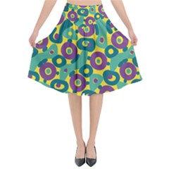 Discrete State Turing Pattern Polka Dots Green Purple Yellow Rainbow Sexy Beauty Flared Midi Skirt by Mariart