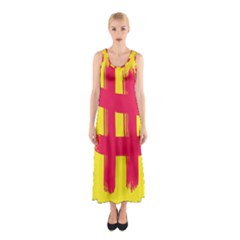 Fun Ain t Gone Fence Sign Red Yellow Flag Sleeveless Maxi Dress