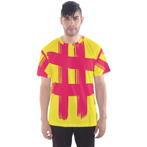 Fun Ain t Gone Fence Sign Red Yellow Flag Men s Sports Mesh Tee by Mariart