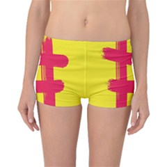 Fun Ain t Gone Fence Sign Red Yellow Flag Boyleg Bikini Bottoms by Mariart