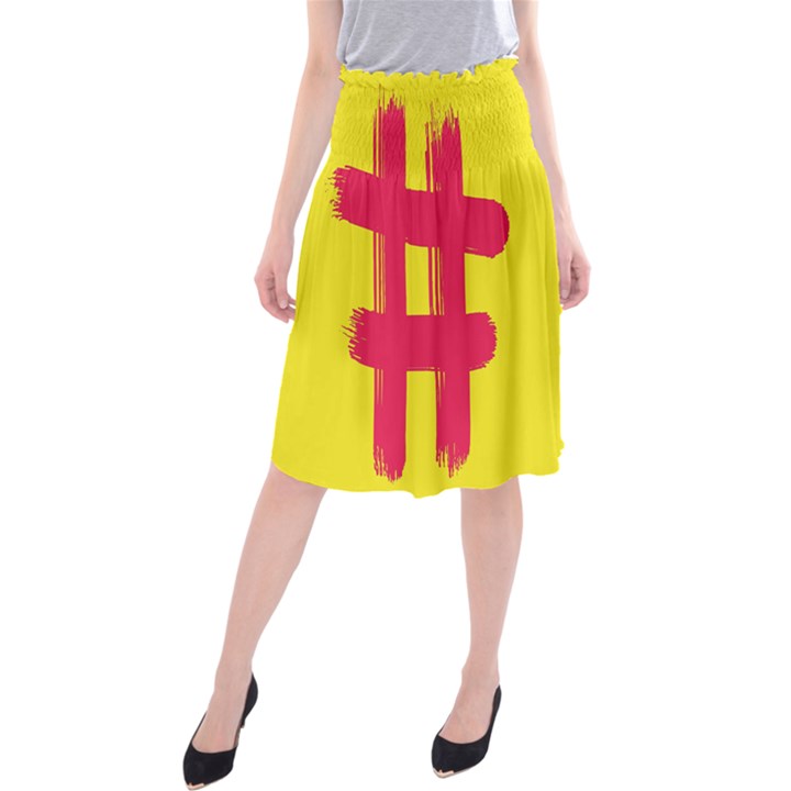 Fun Ain t Gone Fence Sign Red Yellow Flag Midi Beach Skirt