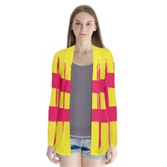 Fun Ain t Gone Fence Sign Red Yellow Flag Drape Collar Cardigan by Mariart