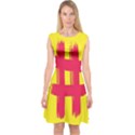 Fun Ain t Gone Fence Sign Red Yellow Flag Capsleeve Midi Dress View1