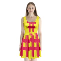 Fun Ain t Gone Fence Sign Red Yellow Flag Split Back Mini Dress 