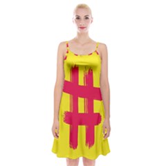 Fun Ain t Gone Fence Sign Red Yellow Flag Spaghetti Strap Velvet Dress by Mariart