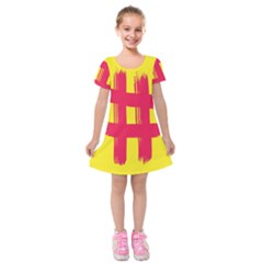 Fun Ain t Gone Fence Sign Red Yellow Flag Kids  Short Sleeve Velvet Dress by Mariart