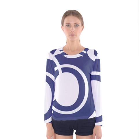 Garamond Blue White Wave Chevron Women s Long Sleeve Tee by Mariart