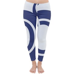 Garamond Blue White Wave Chevron Classic Winter Leggings by Mariart