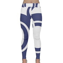 Garamond Blue White Wave Chevron Classic Yoga Leggings by Mariart