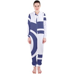 Garamond Blue White Wave Chevron Hooded Jumpsuit (ladies) 