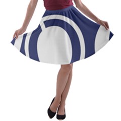 Garamond Blue White Wave Chevron A-line Skater Skirt