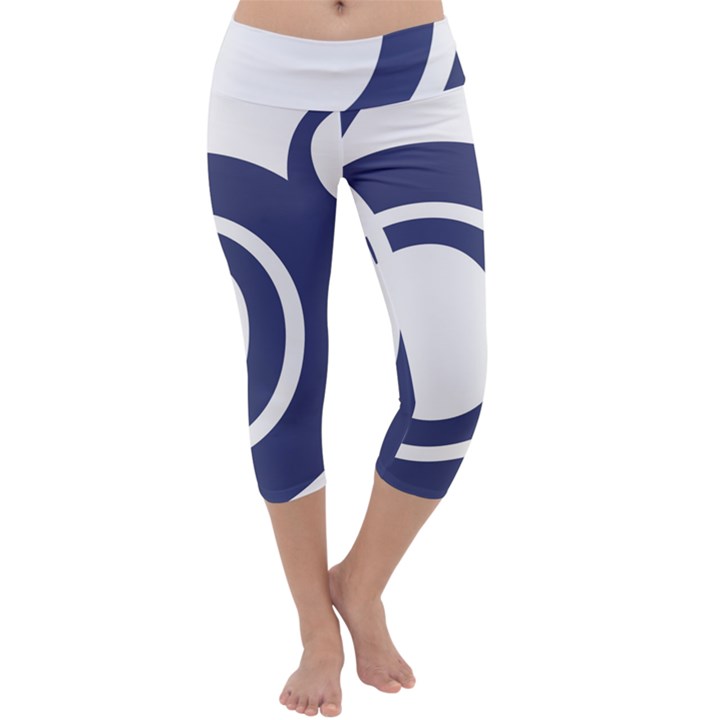 Garamond Blue White Wave Chevron Capri Yoga Leggings