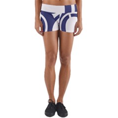 Garamond Blue White Wave Chevron Yoga Shorts by Mariart