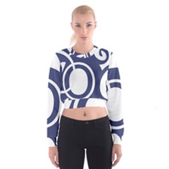 Garamond Blue White Wave Chevron Cropped Sweatshirt by Mariart