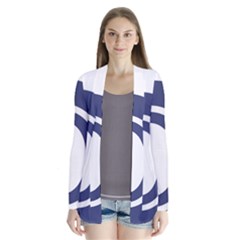 Garamond Blue White Wave Chevron Drape Collar Cardigan by Mariart